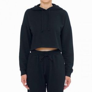 Ambiance women’s Casual Lounge Black Cropped Hoodie